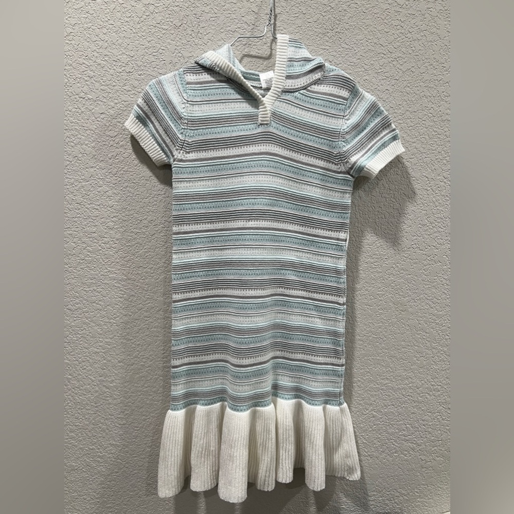 New Gymboree Snowflake Unicorn Girls Sz 9 Striped Sparkle Hooded Sweater Dress